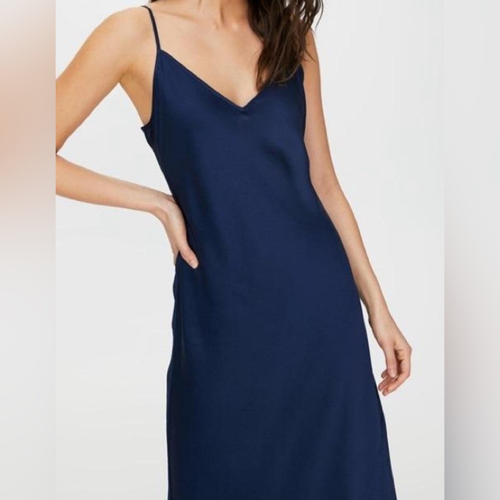 Aritiza Wilfred Midi Slip Dress | Small | Navy